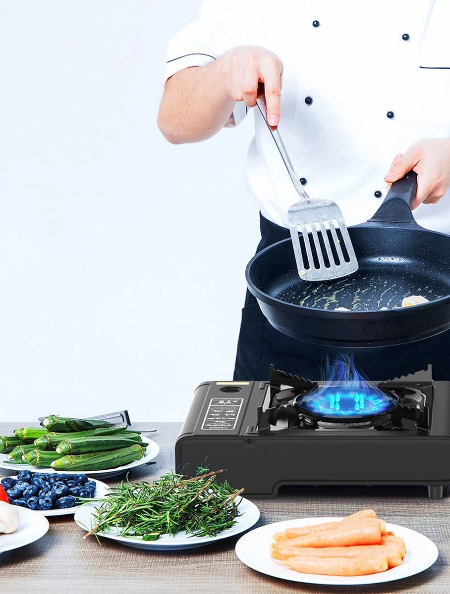 SMH LINE® Camping Kooktoestel - Draagbaar Gasfornuis - Incl. 10x Gasflessen En Koffer - Afbeelding 2