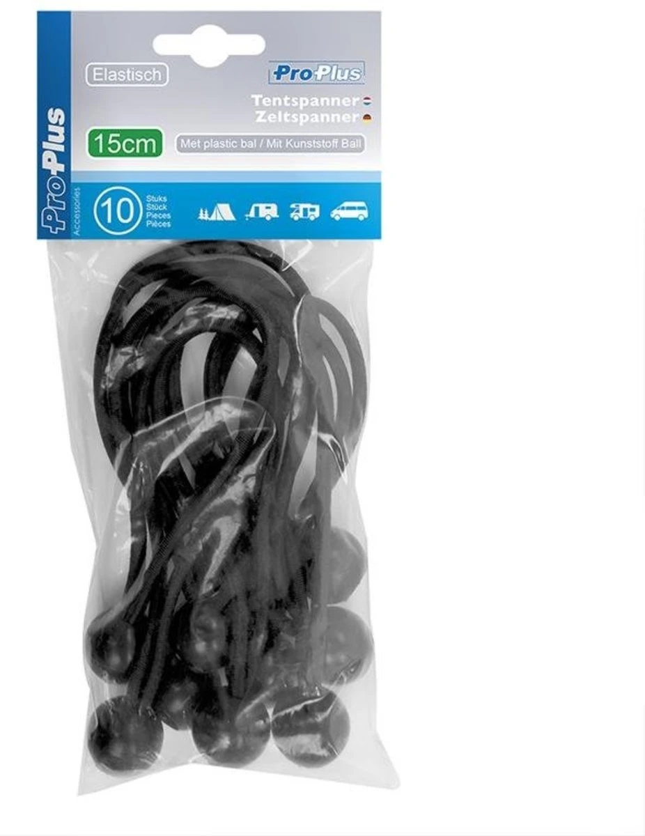 ProPlus 365644 Tentspannerset Zeltspanner-Set 10 Stück - Elastisch 15cm Mit Kunststoffball 10 Stuk(s) - Afbeelding 3
