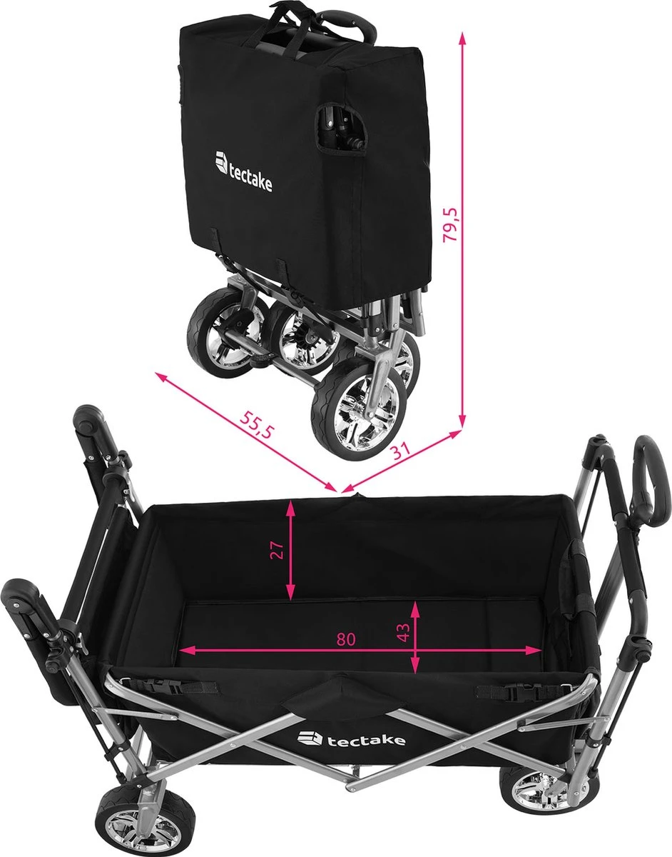 Tectake - Opvouwbare Bolderwagen Handkar Nico Zwart - 403549 - Afbeelding 5