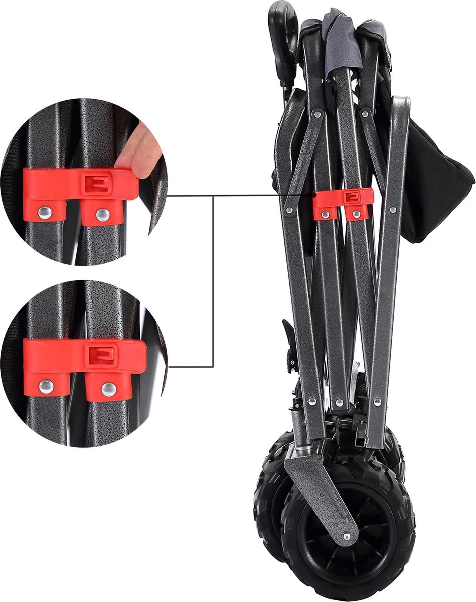 AREBOS Handkar | Transportwagen | Apparatuurwagen | Opvouwbaar | Zwart / Grijs - Afbeelding 10