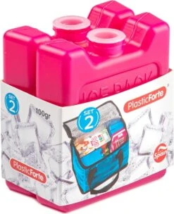 Voordeelset Van 2x Stuks Kleine Koelelementen 7 X 8 Cm In Het Roze Plastic