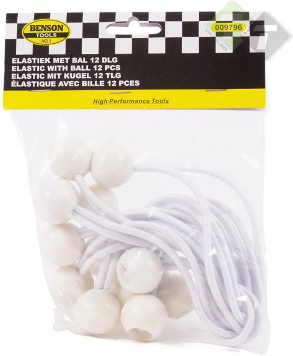 Elastiek Met Bal Wit - 12 Delig - Spanelastiek - 17cm - Benson - Afbeelding 3